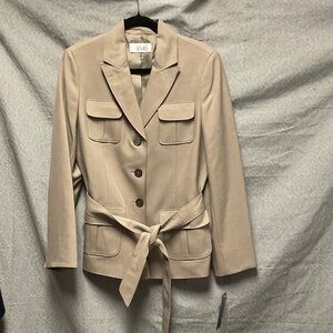 Le Suit Tan Belted Women's Blazer